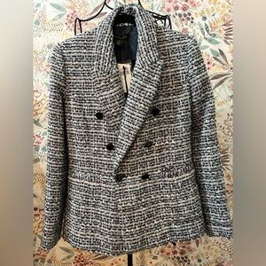 House of Harlow 1960 NWT Dbl Breasted Tweed Heavyweight Jacket Blazer Small Blue
